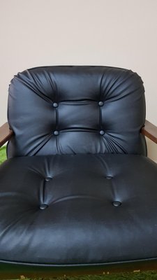 Italian Bauhaus Style Bentwood Armchair with Black Leather Cushion, 1960s-ZST-924062