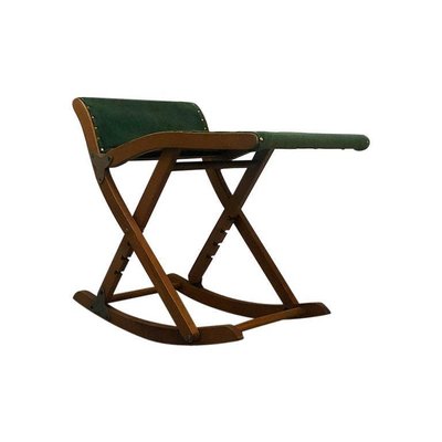 Italian Beech and Green Velvet Traveling Stool, 1950s-GDD-1096885