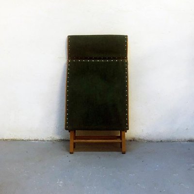 Italian Beech and Green Velvet Traveling Stool, 1950s-GDD-1096885