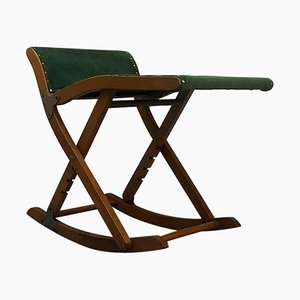 Italian Beech and Green Velvet Traveling Stool, 1950s-GDD-1096885