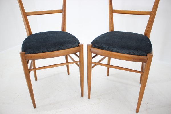 Italian Beech Dining Chairs, 1960s, Set of 4-TZ-582243