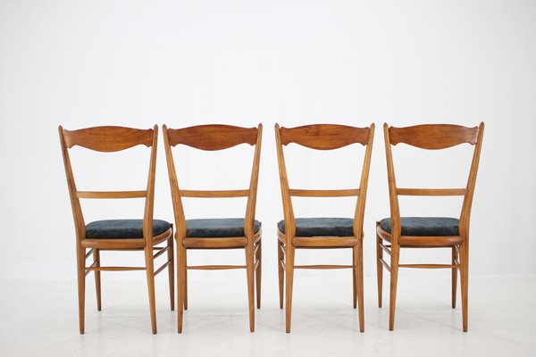 Italian Beech Dining Chairs, 1960s, Set of 4-TZ-582243