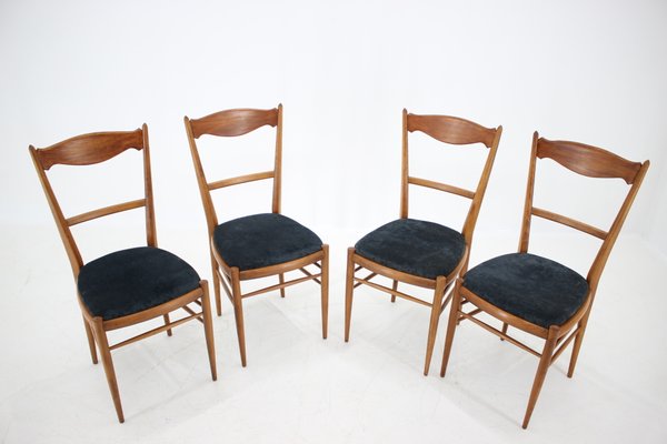 Italian Beech Dining Chairs, 1960s, Set of 4-TZ-582243