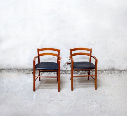 Italian Beech Wood & Leather Model Marocca Chairs by Vico Magistretti for De Padova, 1987, Set of 2-VCV-893968