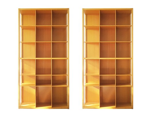 Italian Beech Wood & Metal Bookshelves, 1990s, Set of 2-RD-1394043