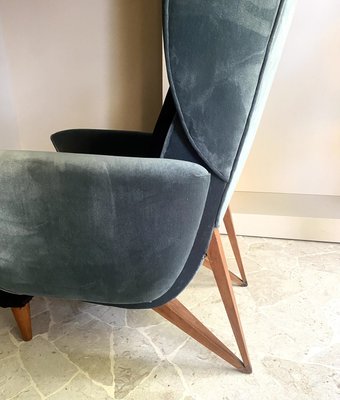 Italian Bergère Chair in Velvet, 1950s-TKR-2022603