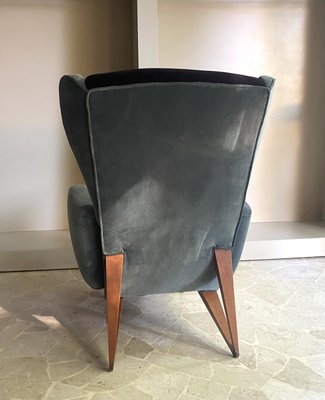 Italian Bergère Chair in Velvet, 1950s-TKR-2022603