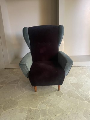 Italian Bergère Chair in Velvet, 1950s-TKR-2022603