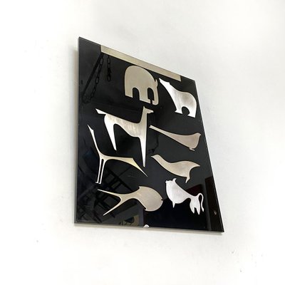 Italian Black Acrylic Glass Decorative Panel with Animal by Lino Sabattini, 1980s-GDD-1097261