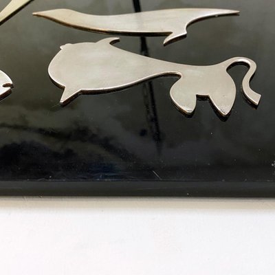 Italian Black Acrylic Glass Decorative Panel with Animal by Lino Sabattini, 1980s-GDD-1097261