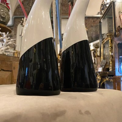 Italian Black and White Ceramic Vases by La Donatella, 1960s, Set of 2-NMK-1240116