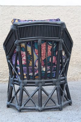 Italian Black Bamboo & Floral Fabric Lounge Chair from Vivai del Sud, 1970s-EH-695622