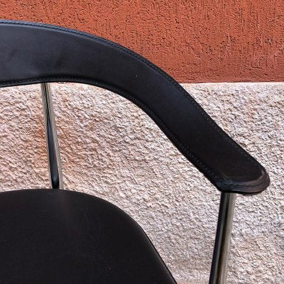 Italian Black Leather and Chromed Steel Chair, 1970s-GDD-1096817