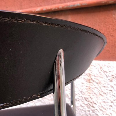 Italian Black Leather and Chromed Steel Chair, 1970s-GDD-1096817