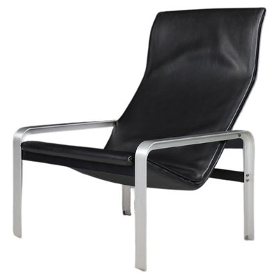 Italian Black Leather Lounge Chair by Matteo Grassi, 1970s-TRW-1797096