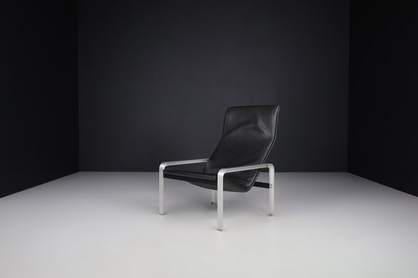 Italian Black Leather Lounge Chair by Matteo Grassi, 1970s-TRW-1797096