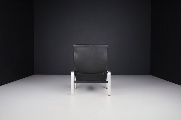 Italian Black Leather Lounge Chair by Matteo Grassi, 1970s-TRW-1797096