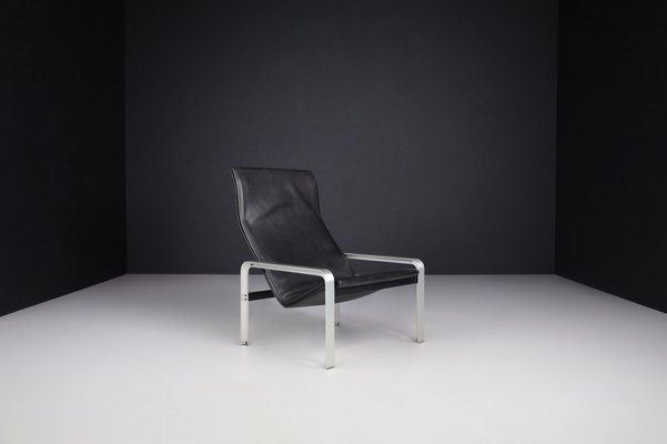 Italian Black Leather Lounge Chair by Matteo Grassi, 1970s-TRW-1797096