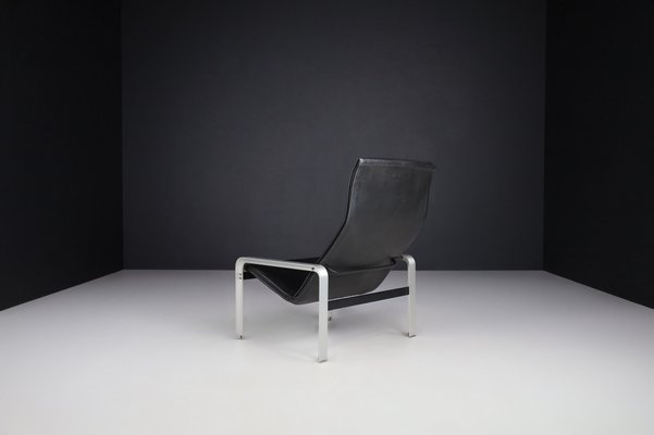 Italian Black Leather Lounge Chair by Matteo Grassi, 1970s-TRW-1797096