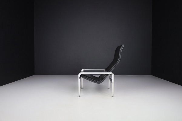 Italian Black Leather Lounge Chair by Matteo Grassi, 1970s-TRW-1797096