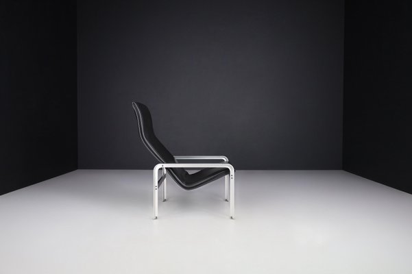 Italian Black Leather Lounge Chair by Matteo Grassi, 1970s-TRW-1797096