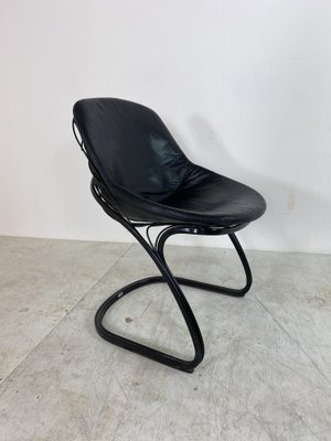 Italian Black Leather & Steel Sabrina Chair by Gastone Rinaldi for Thema, 1970s-DE-859933