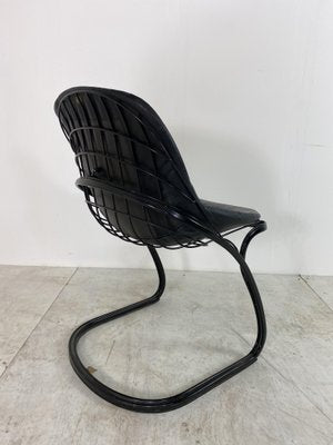 Italian Black Leather & Steel Sabrina Chair by Gastone Rinaldi for Thema, 1970s-DE-859933