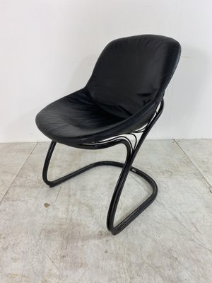 Italian Black Leather & Steel Sabrina Chair by Gastone Rinaldi for Thema, 1970s-DE-859933