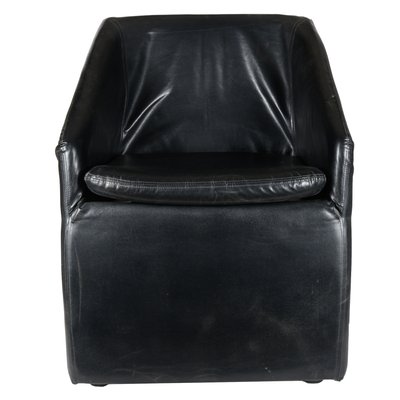 Italian Black Leatherette Armchair, 1980s-RAQ-417522