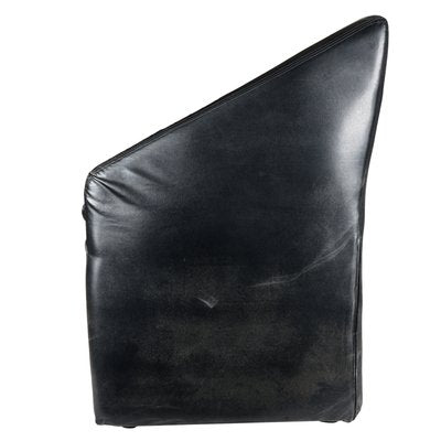 Italian Black Leatherette Armchair, 1980s-RAQ-417522