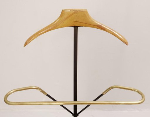 Italian Black Metal, Wood and Brass Folding Valet Stand, 1950s-FGA-923437