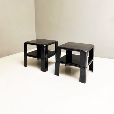 Italian Black Plastic Square 4 Coffee Tables by Mario Bellini for B&b, 1970s, Set of 2-GDD-1351665