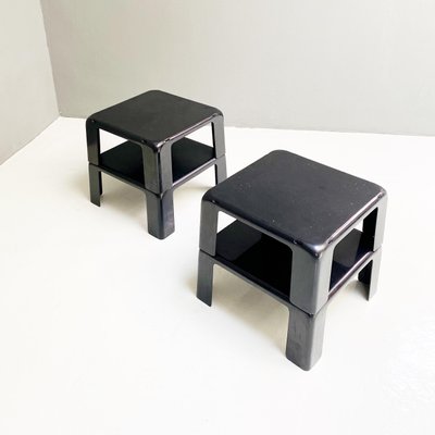 Italian Black Plastic Square 4 Coffee Tables by Mario Bellini for B&b, 1970s, Set of 2-GDD-1351665