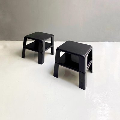 Italian Black Plastic Square 4 Coffee Tables by Mario Bellini for B&b, 1970s, Set of 2-GDD-1351665