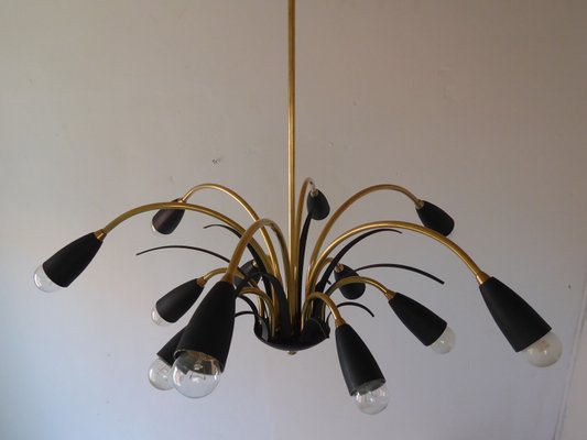 Italian Black Sputnik Spider Ceiling Lamp from Stilnovo, 1950s-AWL-1175435