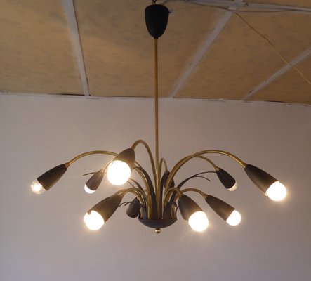 Italian Black Sputnik Spider Ceiling Lamp from Stilnovo, 1950s-AWL-1175435