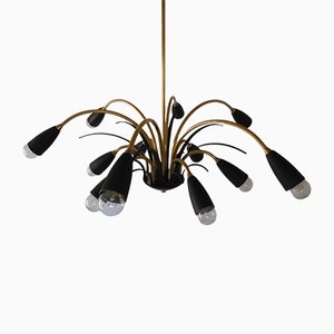 Italian Black Sputnik Spider Ceiling Lamp from Stilnovo, 1950s-AWL-1175435