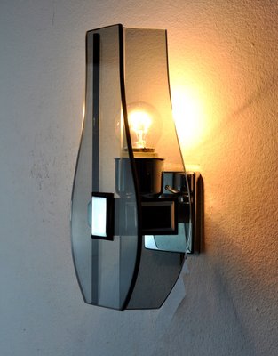 Italian Black Veca Wall Lamp in Cut Murano Glass, 1970-EJE-1327994