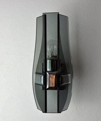 Italian Black Veca Wall Lamp in Cut Murano Glass, 1970-EJE-1327994