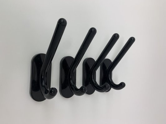 Italian Black Wall Coat Hangers from Con & Con, 1970s, Set of 4-BGP-1325278