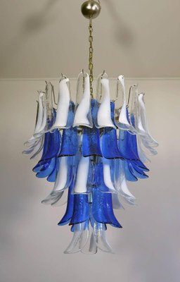 Italian Blue and White Murano Glass Chandeliers, 1980s, Set of 2-MBH-1032481