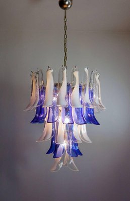 Italian Blue and White Murano Glass Chandeliers, 1980s, Set of 2-MBH-1032481