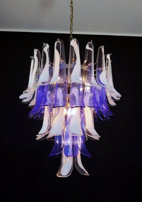 Italian Blue and White Murano Glass Chandeliers, 1980s, Set of 2-MBH-1032481