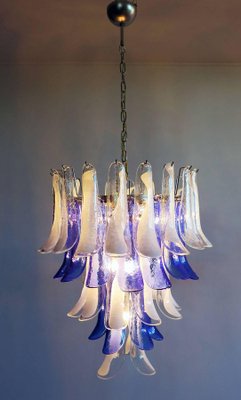 Italian Blue and White Murano Glass Chandeliers, 1980s, Set of 2-MBH-1032481