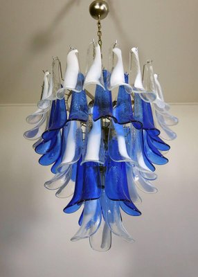 Italian Blue and White Murano Glass Chandeliers, 1980s, Set of 2-MBH-1032481