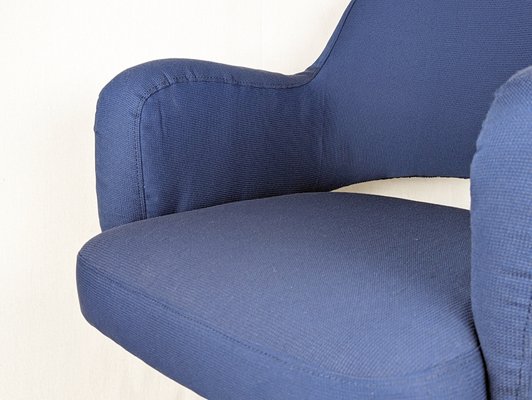 Italian Blue Fabric and Metal Swivel Desk Chair, 1960s-1970s-RD-1744297