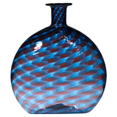 Italian Blue & Red Murano Glass Vase in the Style of Gio Ponti, 1960s-YU-1312253