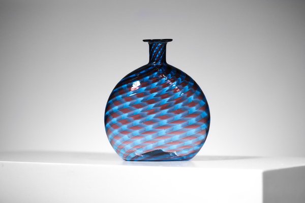 Italian Blue & Red Murano Glass Vase in the Style of Gio Ponti, 1960s-YU-1312253