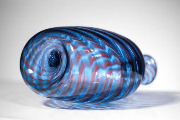 Italian Blue & Red Murano Glass Vase in the Style of Gio Ponti, 1960s-YU-1312253