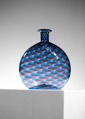 Italian Blue & Red Murano Glass Vase in the Style of Gio Ponti, 1960s-YU-1312253